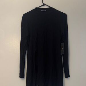 Lulu's Black Ribbed Long Sleeve Tunic